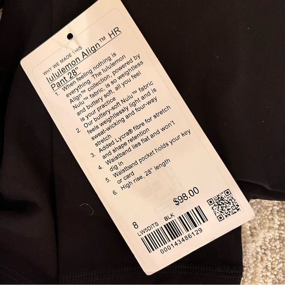 NWT Lululemon Align High Rise Pant 28"  Black - Picture 12 of 12